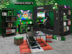 Montert køyeseng 90x200 cm Minecraft gaming svart karbonlook med skrivebord