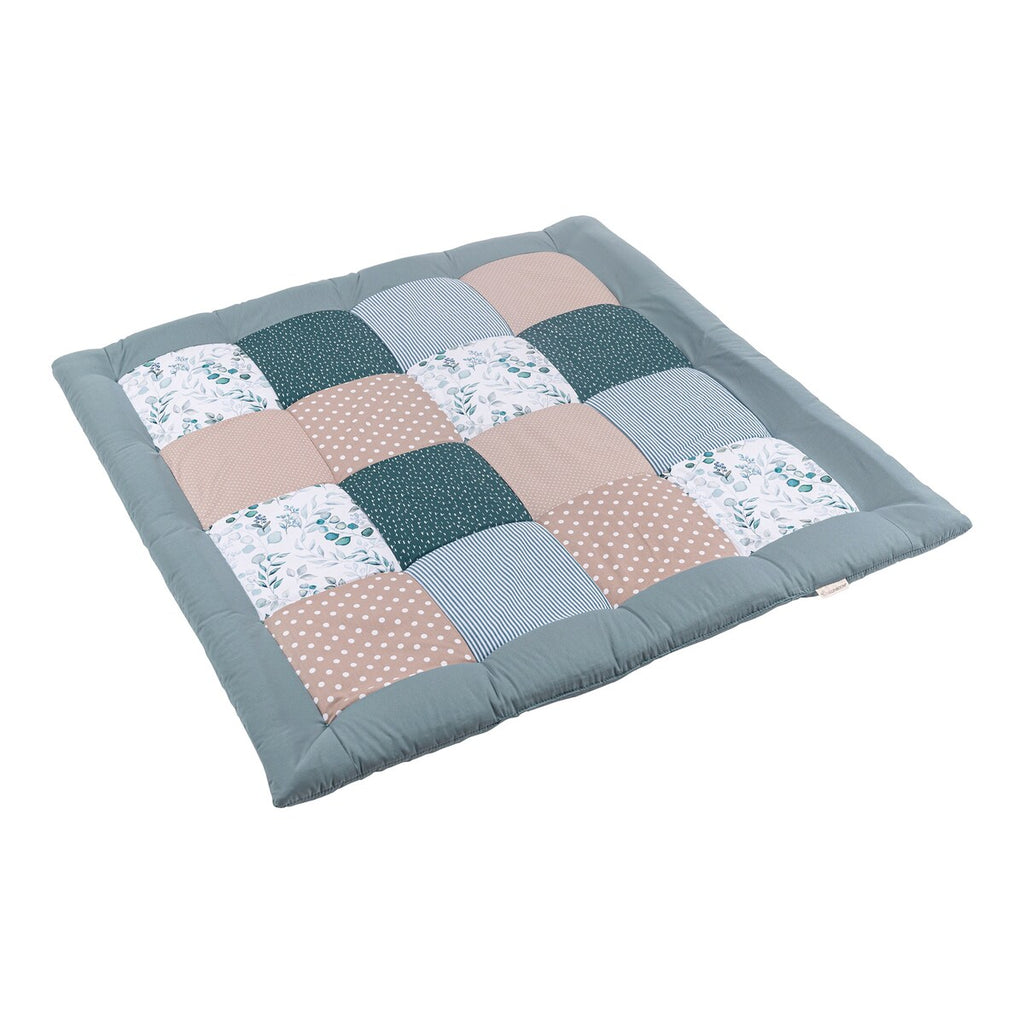 Krablematte og lekegrindinnlegg 100x100 cm bomull patchwork forfra