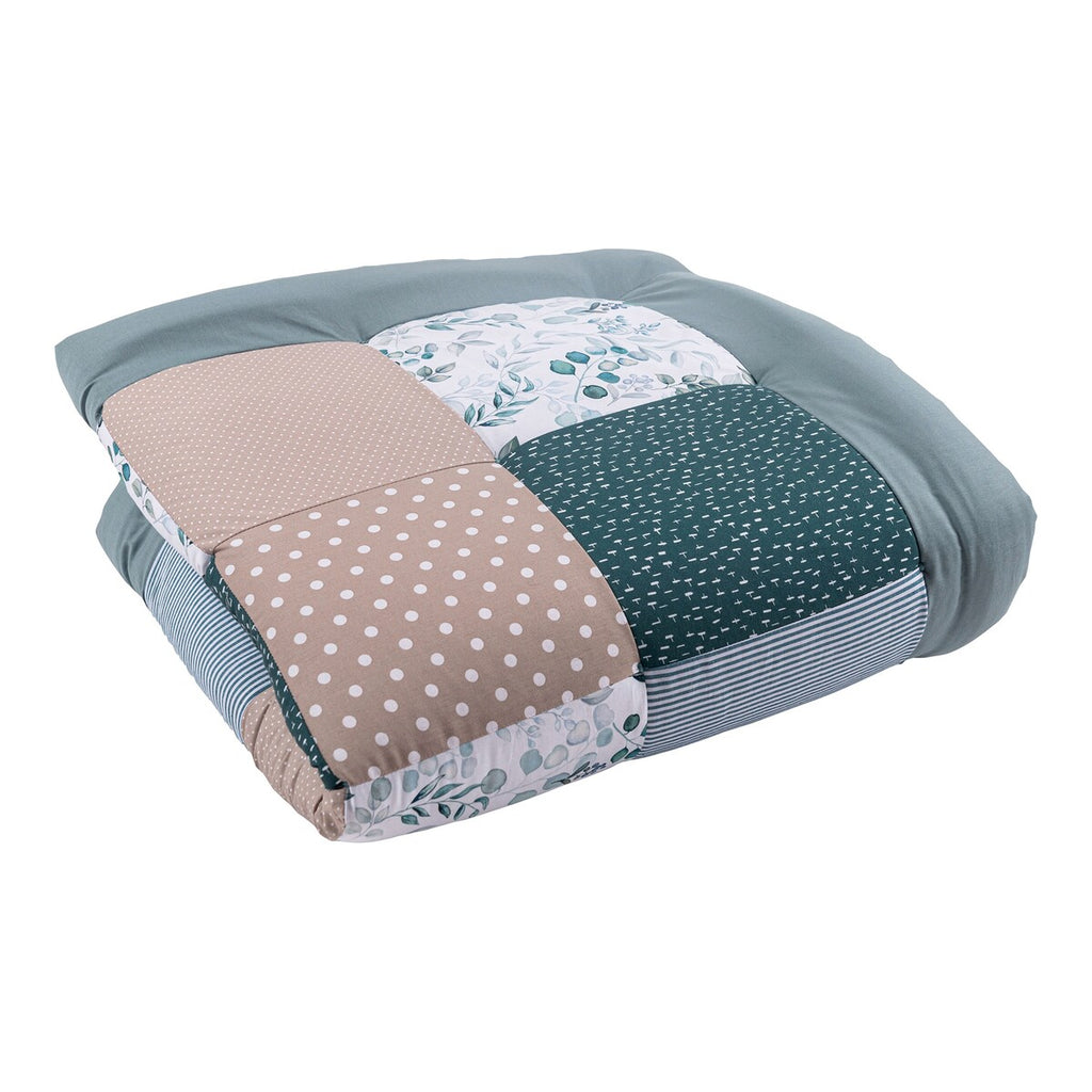 Krablematte og lekegrindinnlegg 100x100 cm bomull patchwork bakside