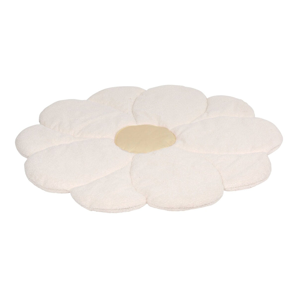 Bakside av Krableteppe blomst Ø110 cm med teddystoff