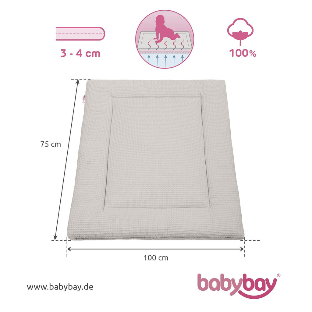 Krableteppe i vaffelpiqué 75x100 cm bomull - babybay