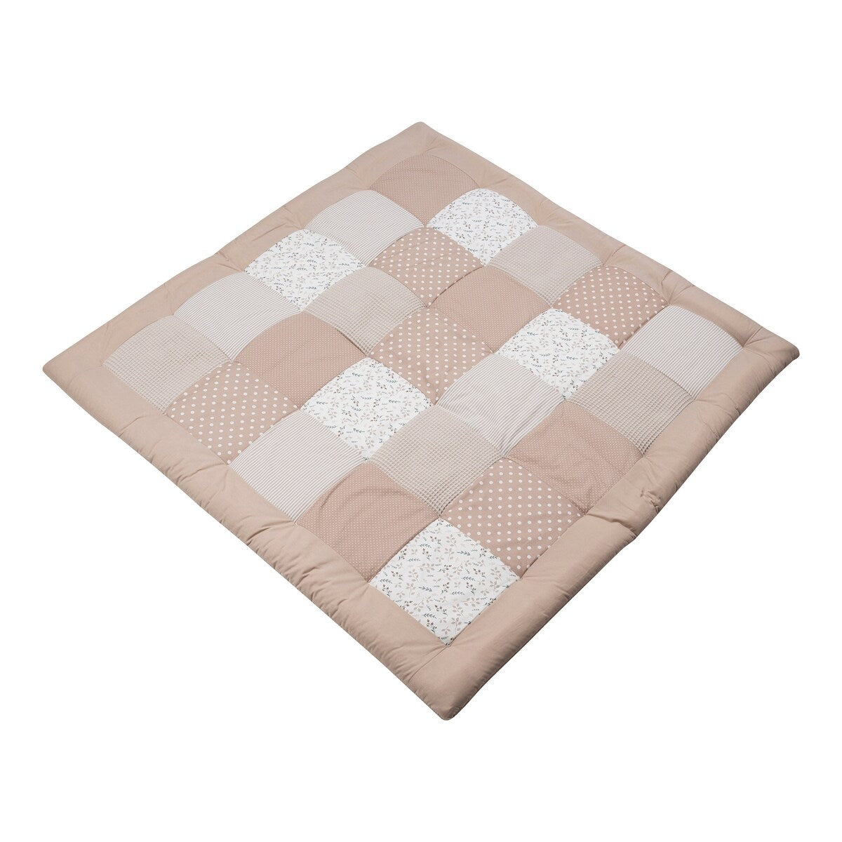 Krableteppe og lekegrindinnlegg vaffelpiqué 120x120 cm forfra