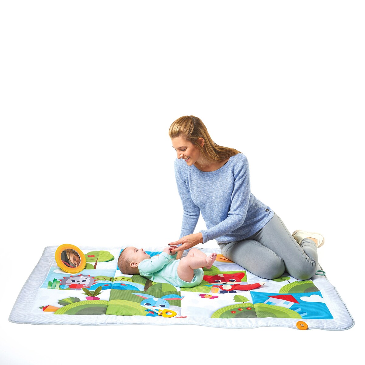 Krableteppe Meadow Days 150x100 cm med 8 lekeelementer montert