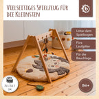 Krableteppe med aktivitetselementer pinnsvin beige bakside