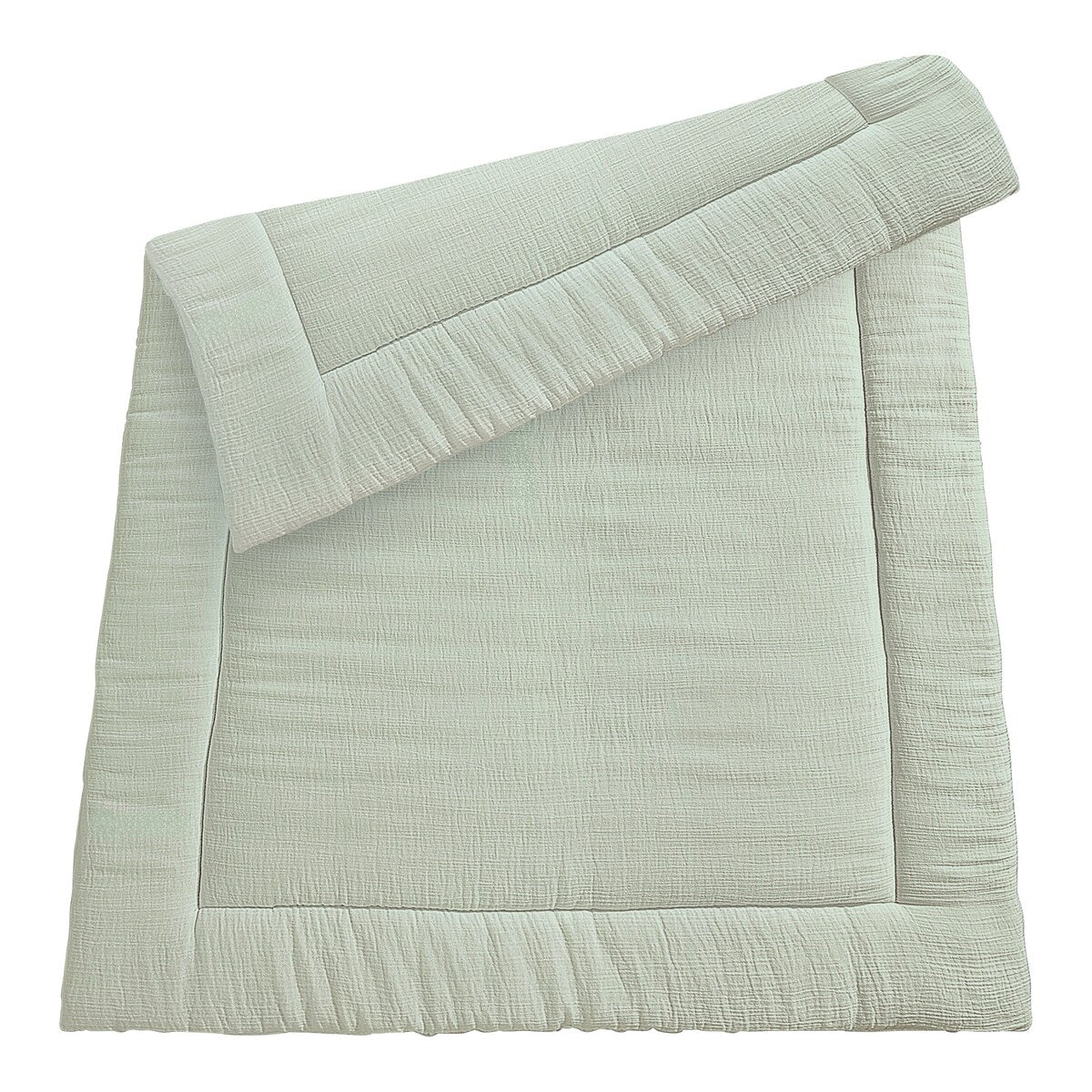 Krableteppe i musselin 155x100 cm bomull polstret sammenrullet