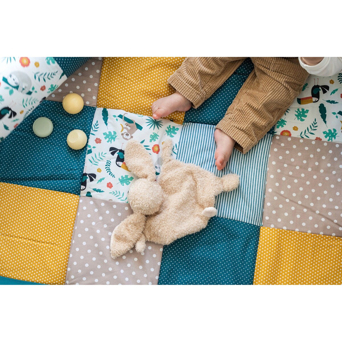 Krableteppe og lekegrindinnlegg 120x120 cm bomull tekstilmateriale