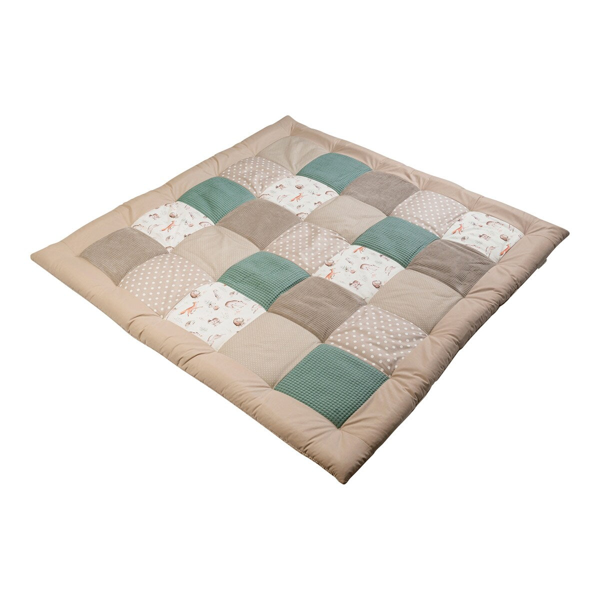 Krableteppe og lekegrindinnlegg 120x120 cm vaffelpiqué forfra