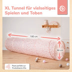 Montert Krabletunnel XXL Dreamy Flowers polyester 46x180 cm i lekemiljø