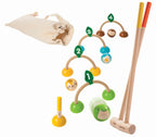 Krokkettsett i tre med 4 dyrefigurballer fra 3 år planToys forfra