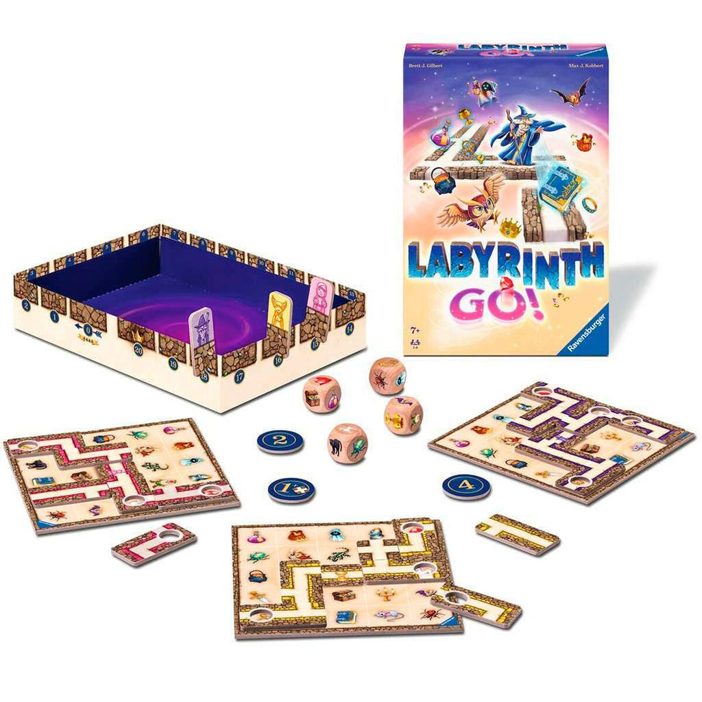 Labyrinth GO! terningspill detalj av terninger og veiplater