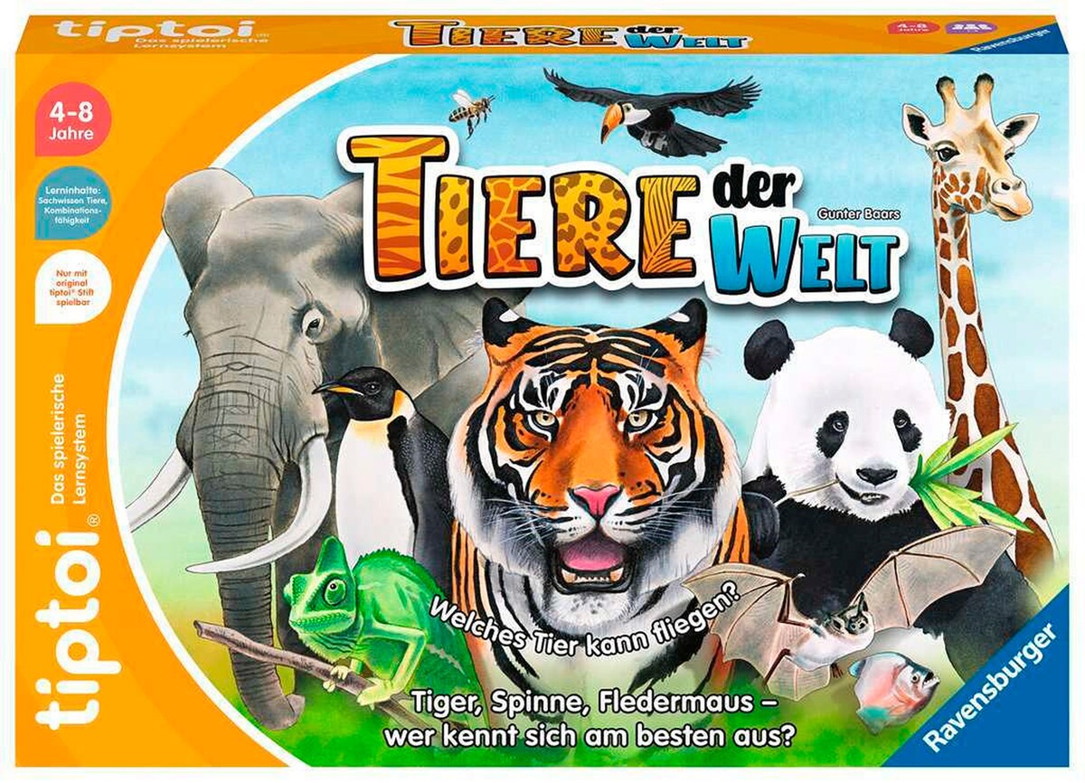 Lærespill dyr i verden fra 3 år, 1-4 spillere forfra