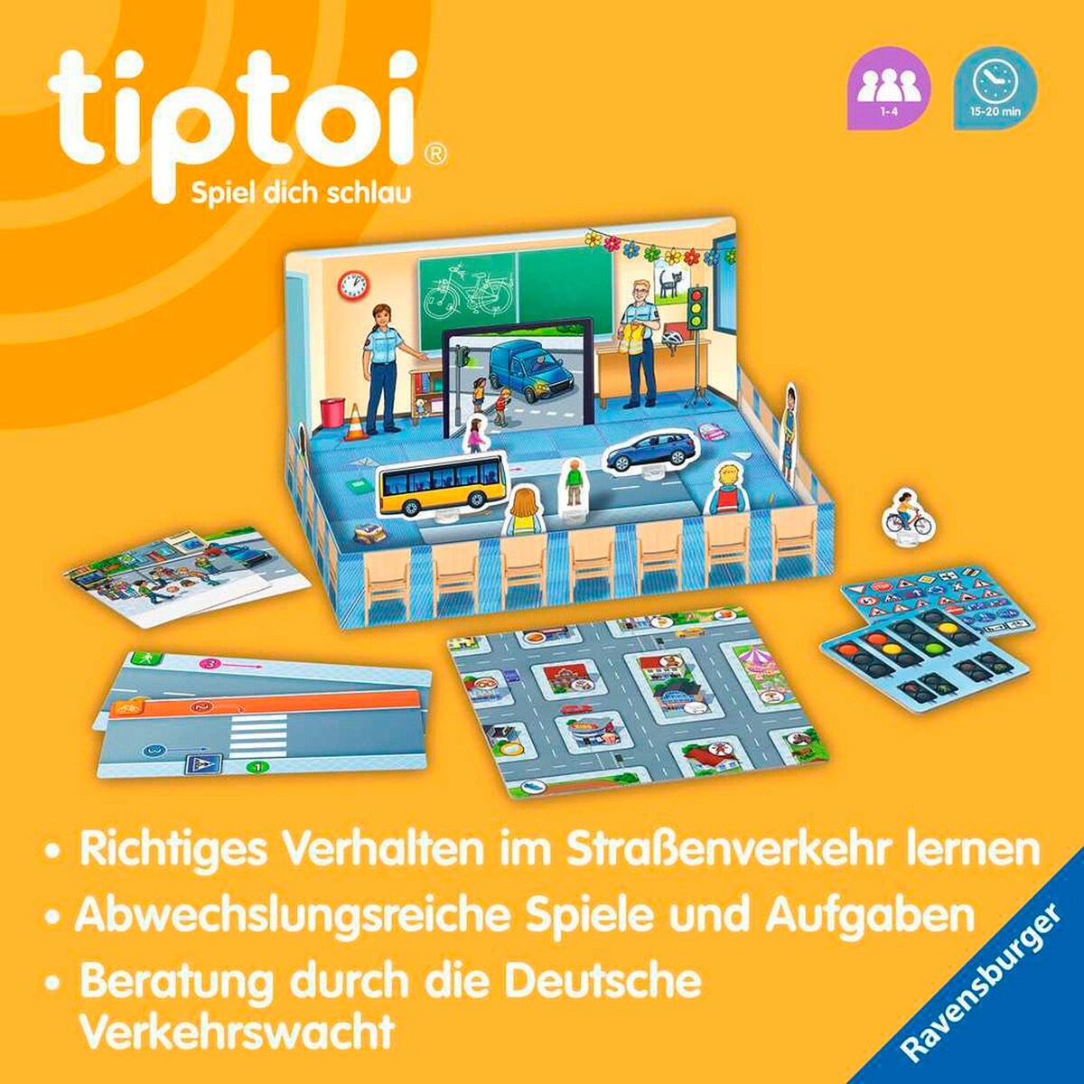 Lærespill trafikksikkerhet fra 3 år, 1-4 spillere med spillbrett