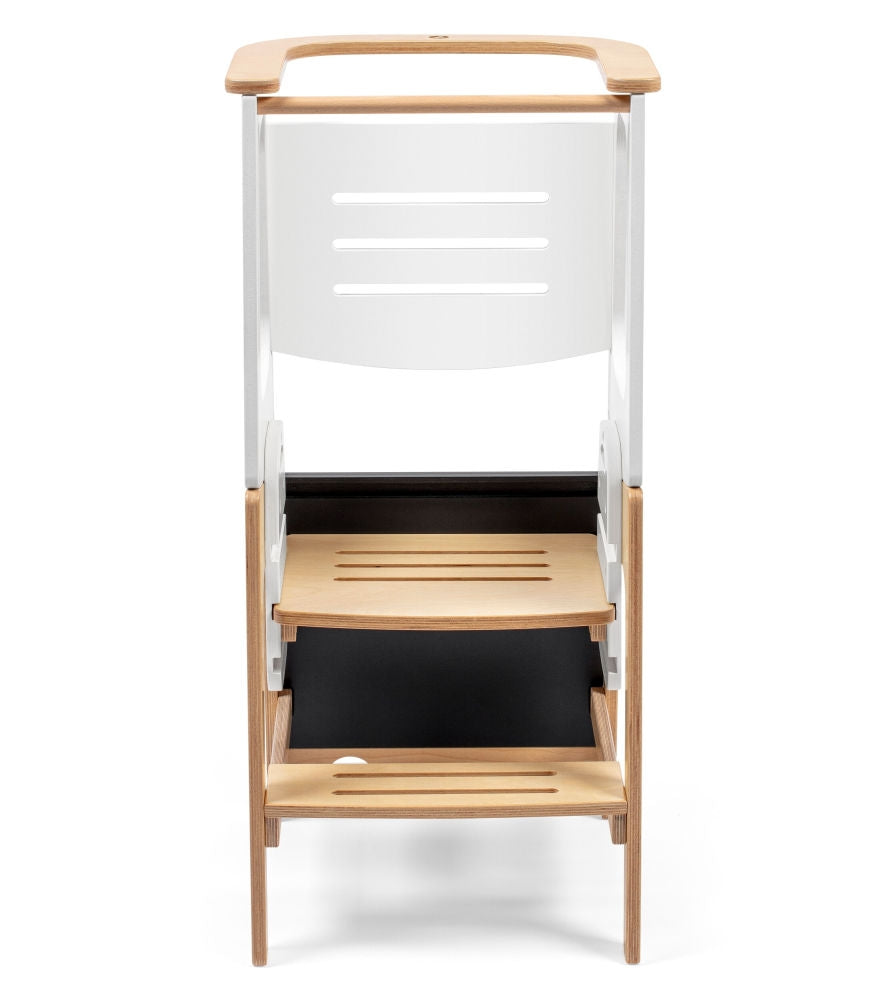 Læretårn 3-i-1 Toucan med tavle og stol Natural White i bordmodus