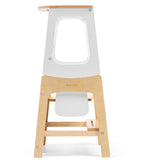 Læretårn 3-i-1 Toucan med tavle og stol Natural White som trinnhylle