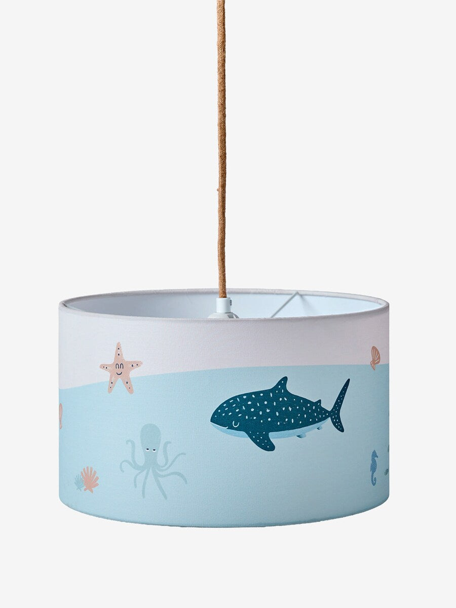 Lampeskjerm med havmotiv i bomull 35x20 cm barnerom forfra
