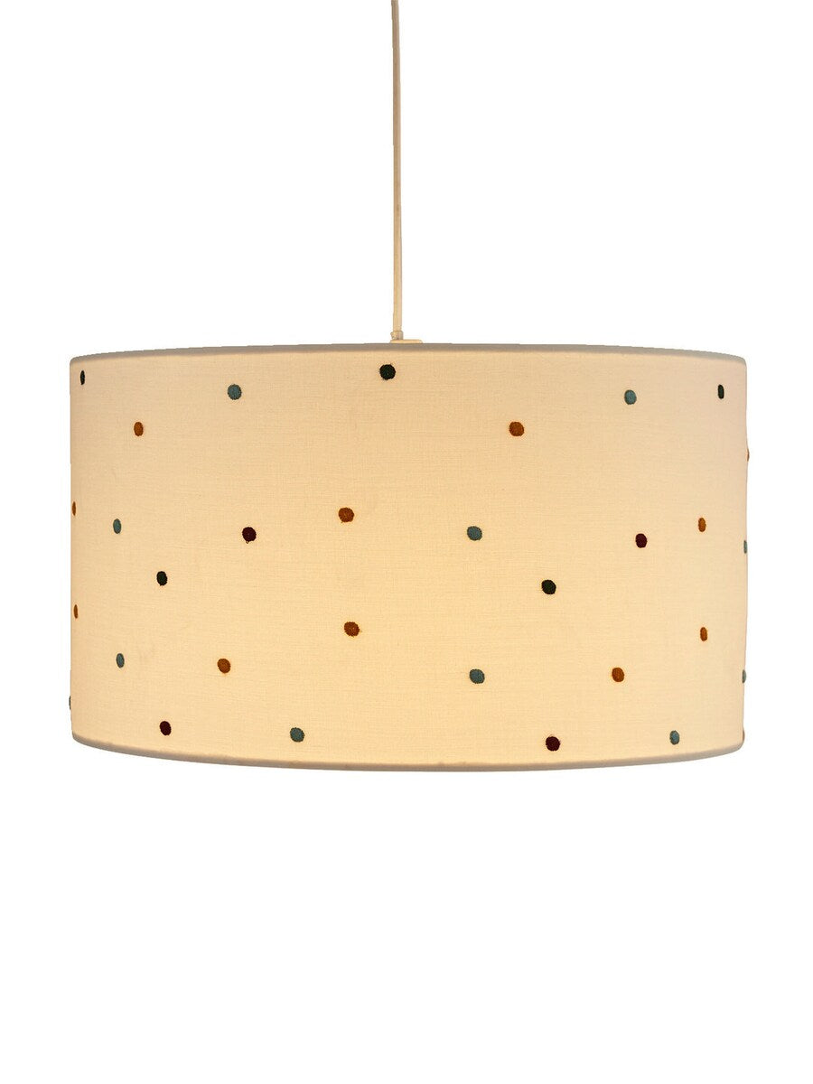 Bakside av lampeskjerm med prikkbroderi bomull ø35 cm beige