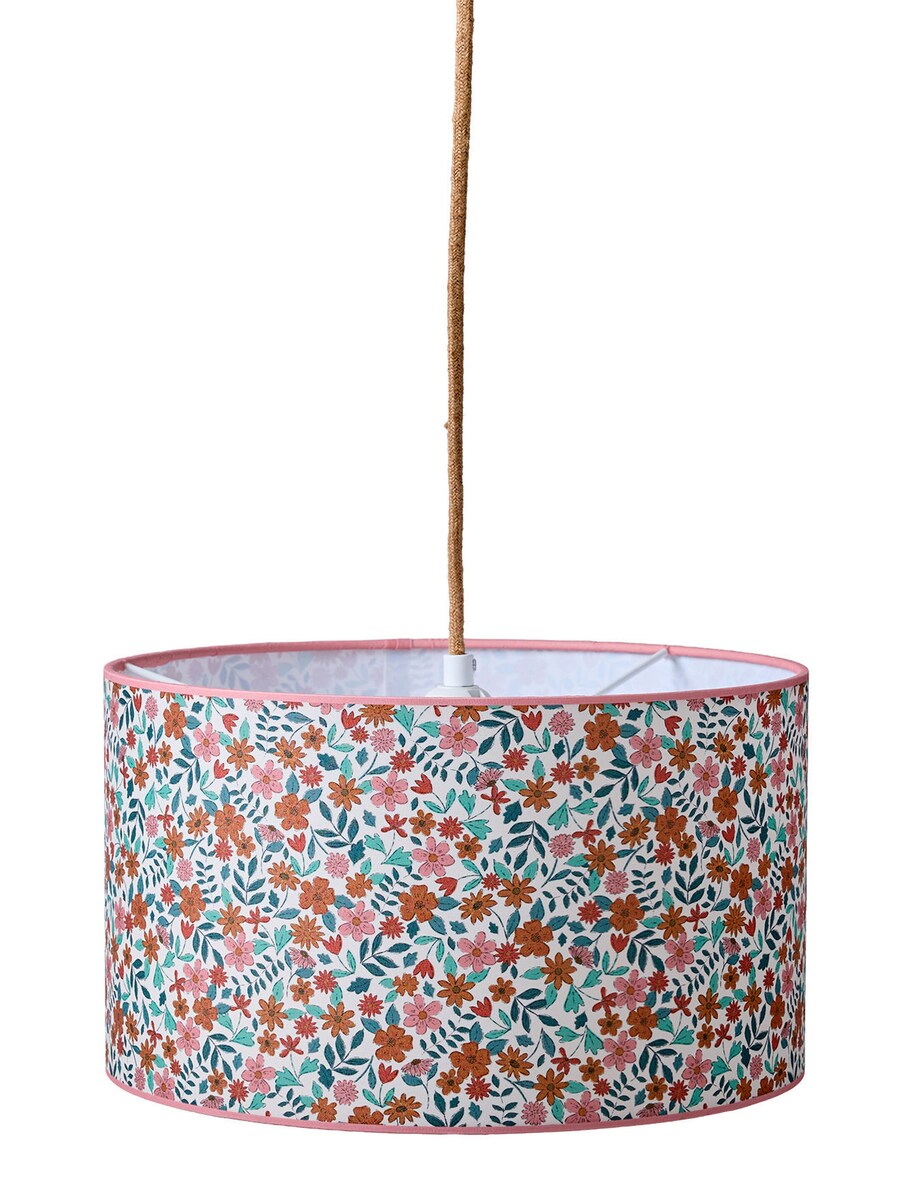 Detalj av blomsterprint på Lampeskjerm Retro Flower i bomull 35x20 cm barnerom