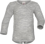 Langermet body i merinoull/silke 70/30 GOTS str. 62/68 Engel forfra