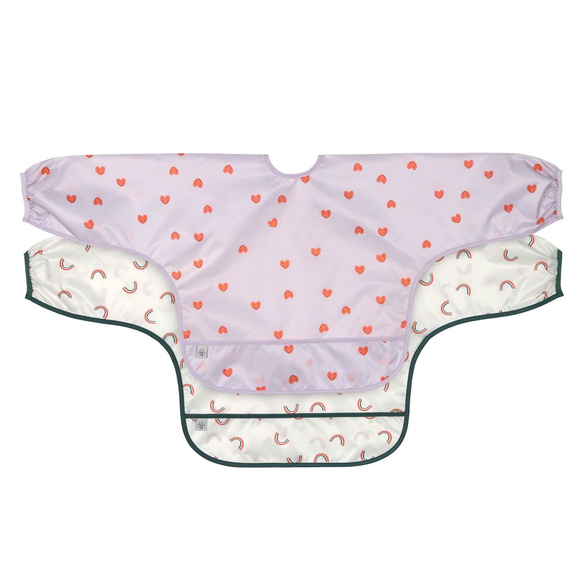 Langermet smekke 2-pack Happy Rascals Heart lavender fra Lässig vist forfra