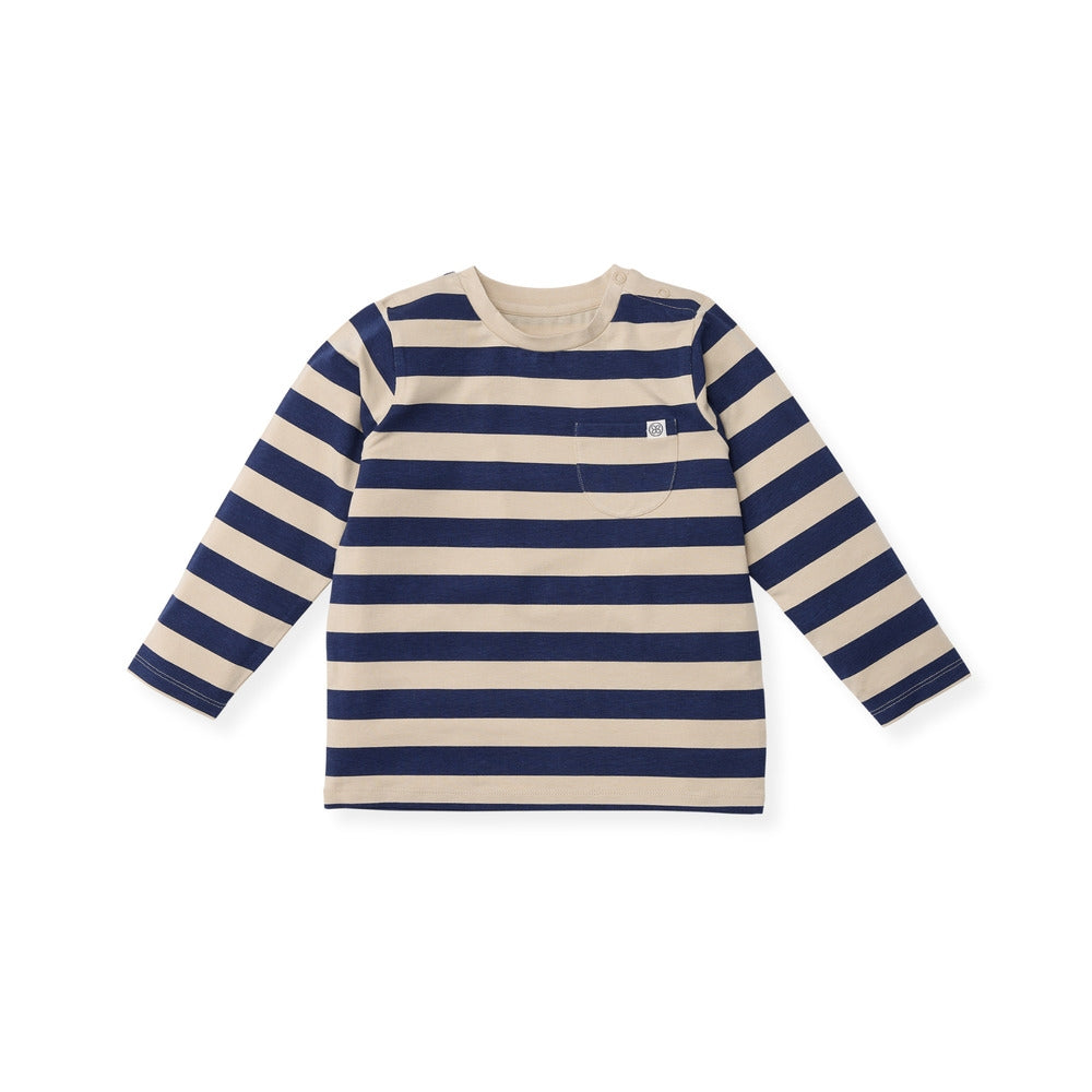 Langermet trøye med UPF 50 Navy Sandy Stripe 18-24 mnd Cloby forfra