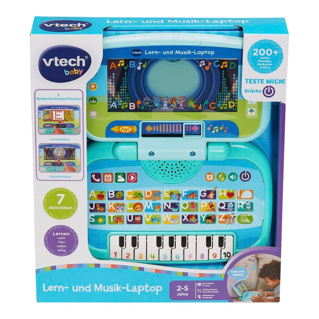 Lære- og musikklaptop med LED-skjerm for baby med batterifeste