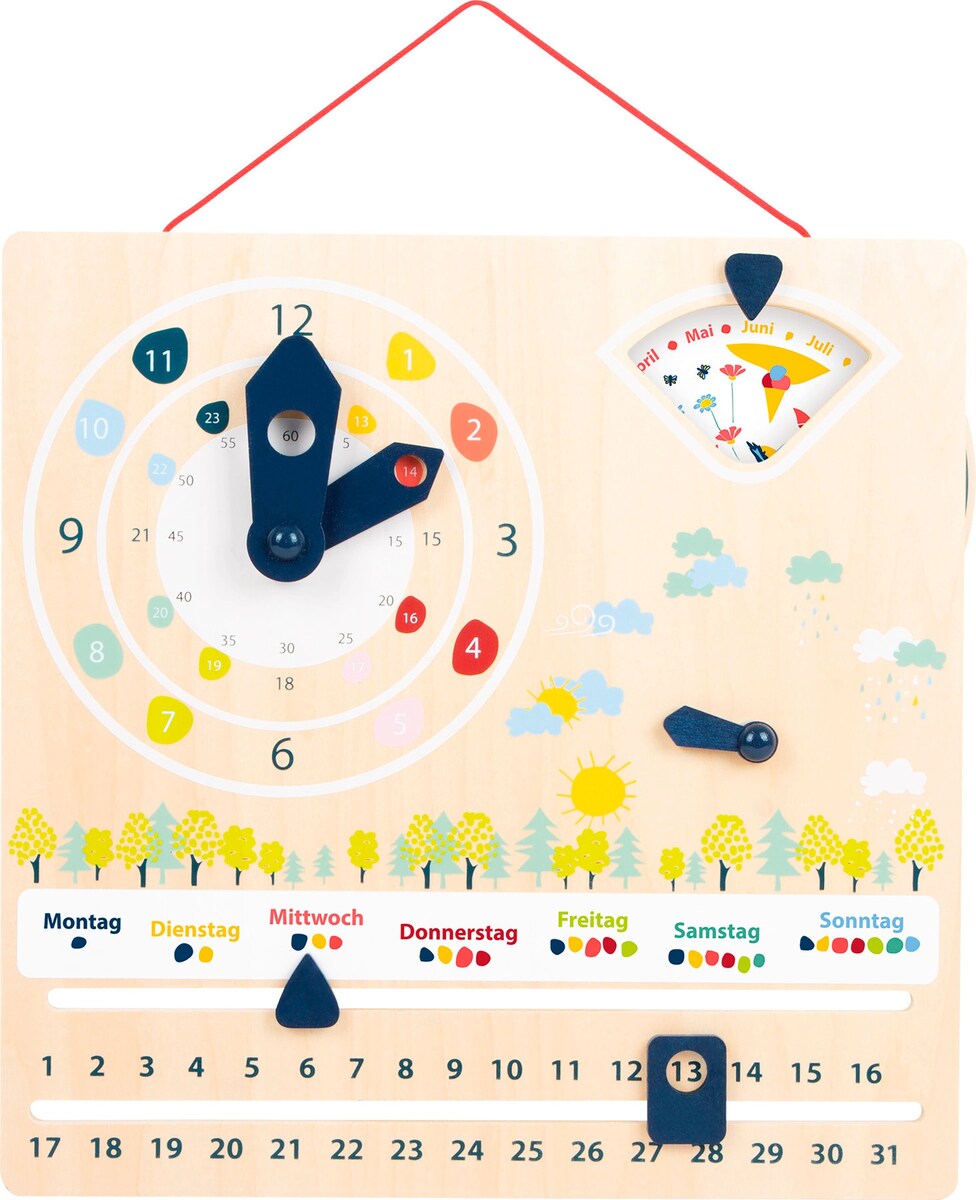 Læreklokke med kalender Educate i tre FSC® forfra