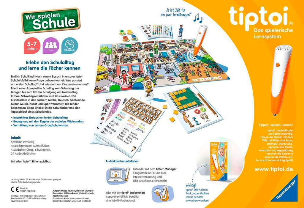 Læringsspill skoledag med oppgaver 5-7 år Ravensburger tiptoi bakside