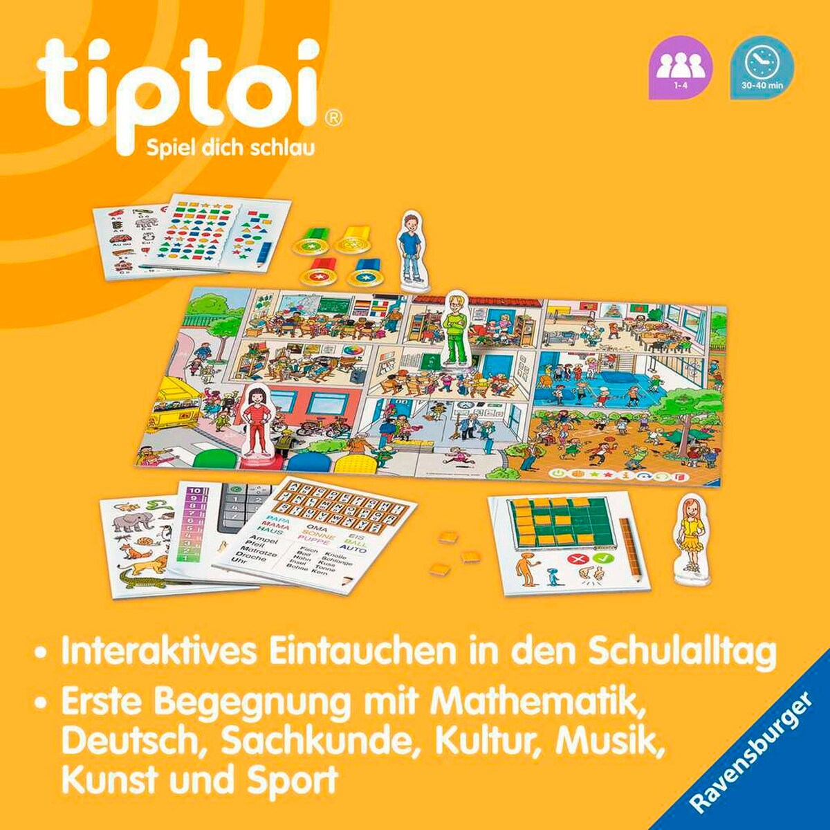 Læringsspill skoledag med oppgaver 5-7 år Ravensburger tiptoi detalj av medalje-chips