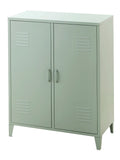 Lav metallkommode med 2 dører 80x40x100 cm grønn forside