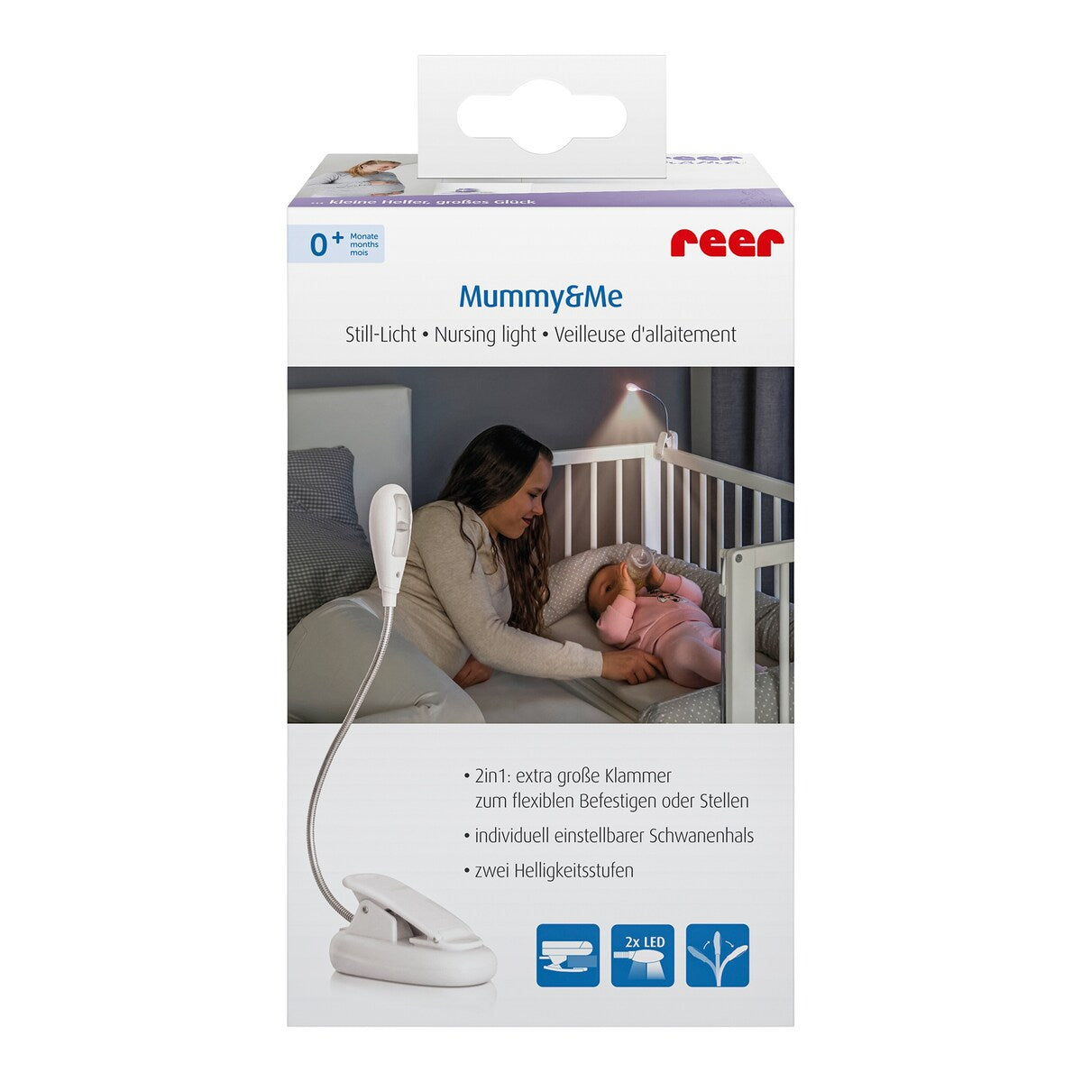 LED-ammelys Mummy & Me med klemme bakside