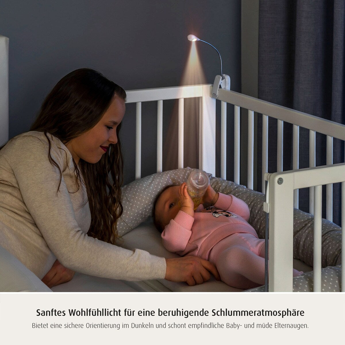 LED-ammelys Mummy & Me med klemme pakket med batterier