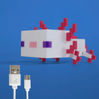 LED-bordlampe Axolotl med oppladbart batteri Minecraft montert