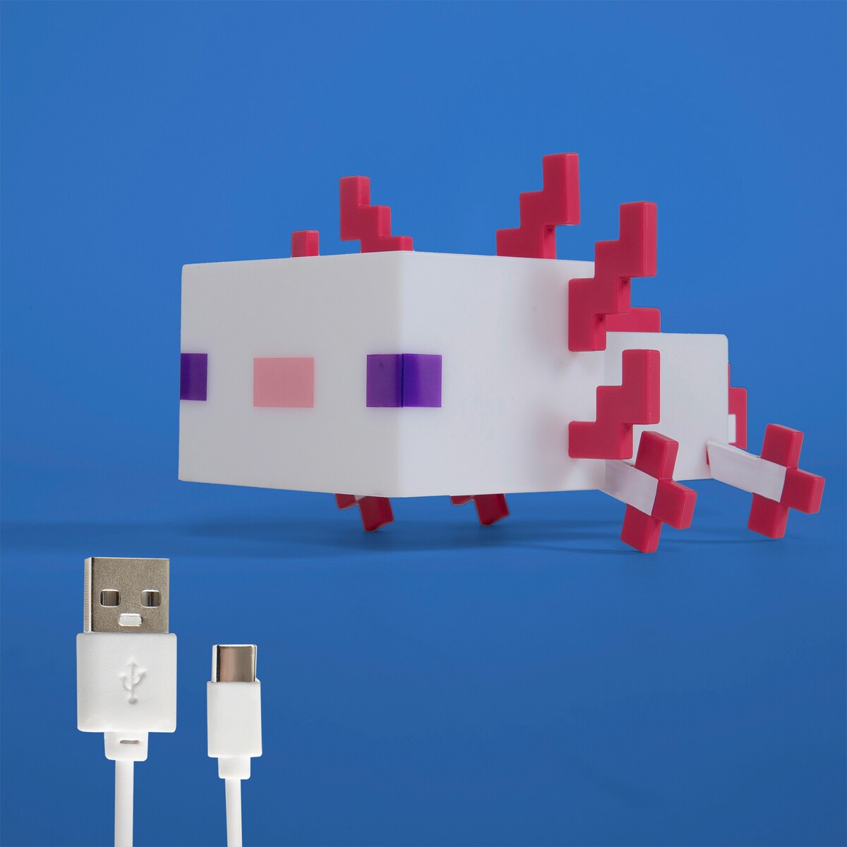 LED-bordlampe Axolotl med oppladbart batteri Minecraft montert