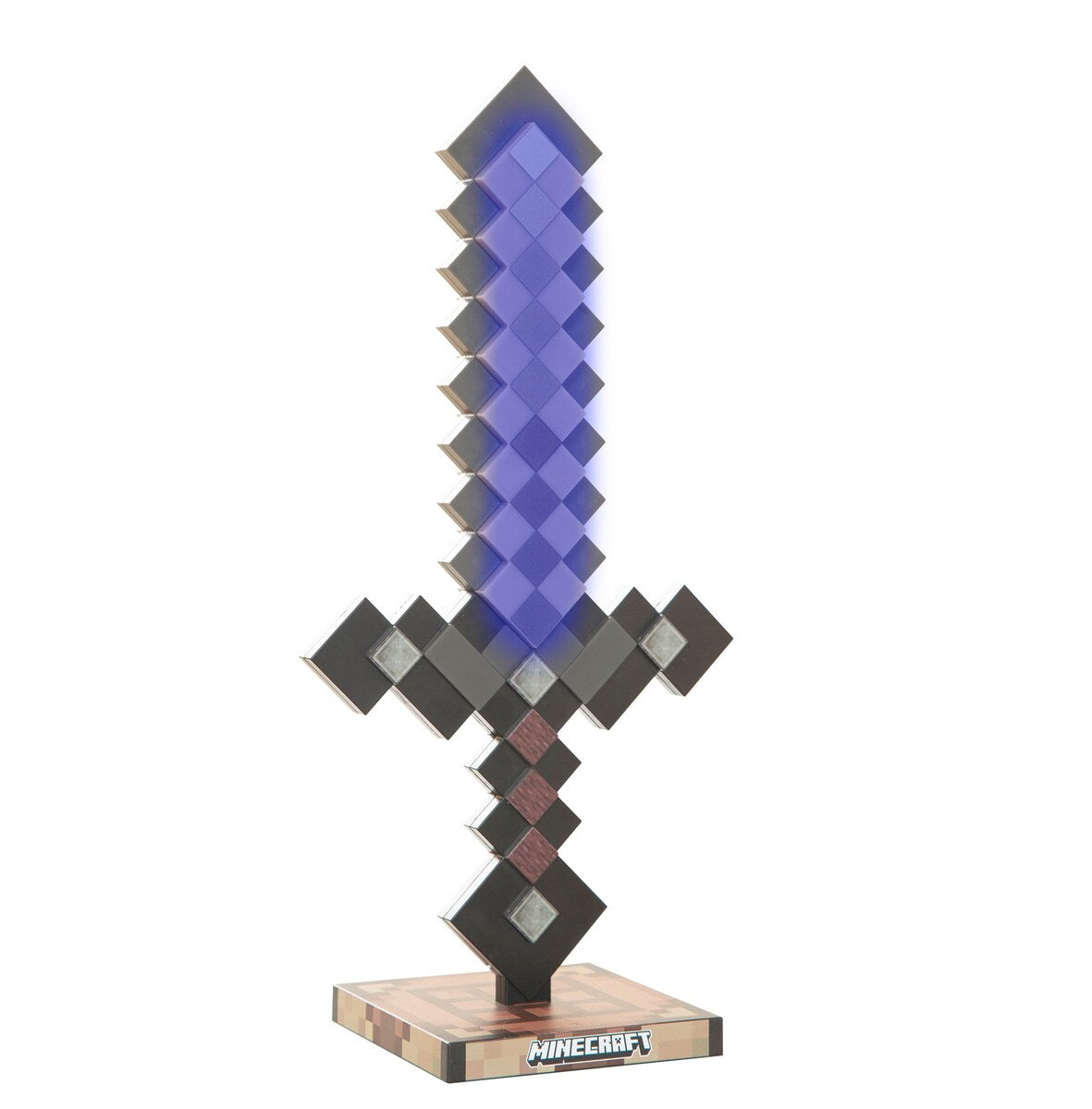 Sidevisning av LED-bordlampe Netherite med oppladbart batteri Minecraft