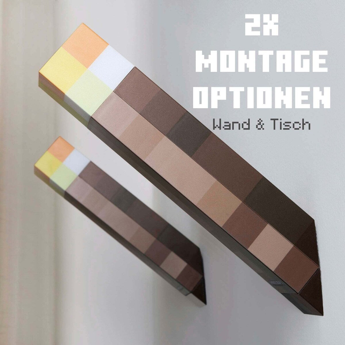 LED-fakkellampe med veggfeste og oppladbart batteri Minecraft bakside