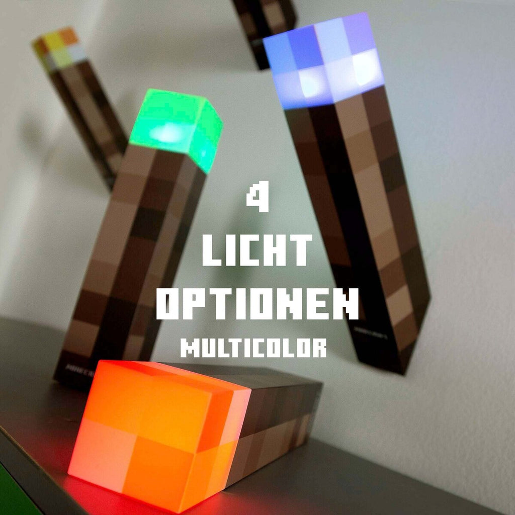 Detalj av LED-fakkellampe med veggfeste og oppladbart batteri Minecraft