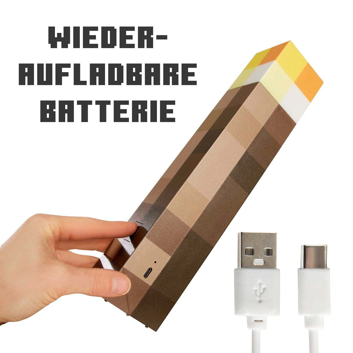 LED-fakkellampe med veggfeste og oppladbart batteri Minecraft veggfeste