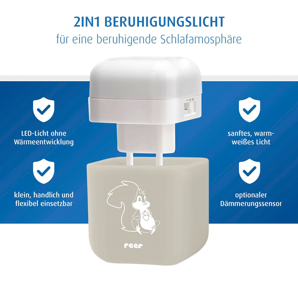 Montert LED-nattlys 2-i-1 SleepLight med skumringssensor på barnerom