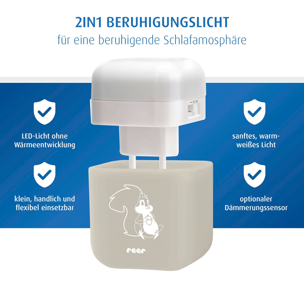 Montert LED-nattlys 2-i-1 SleepLight med skumringssensor på barnerom