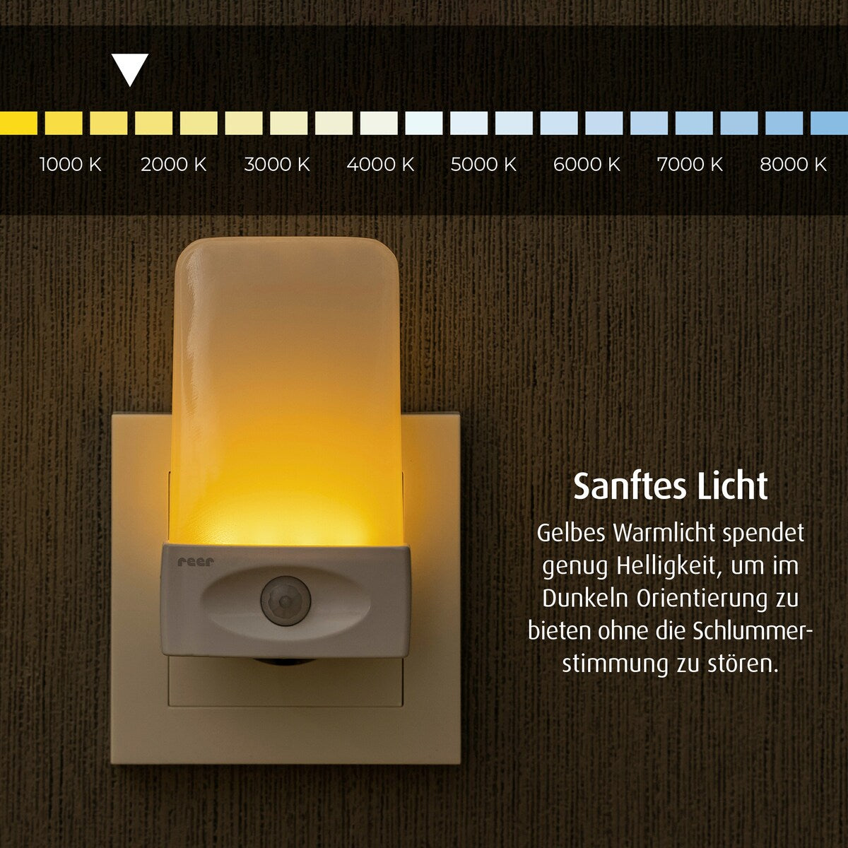 LED-nattlys NightGuide med bevegelsessensor energisparing