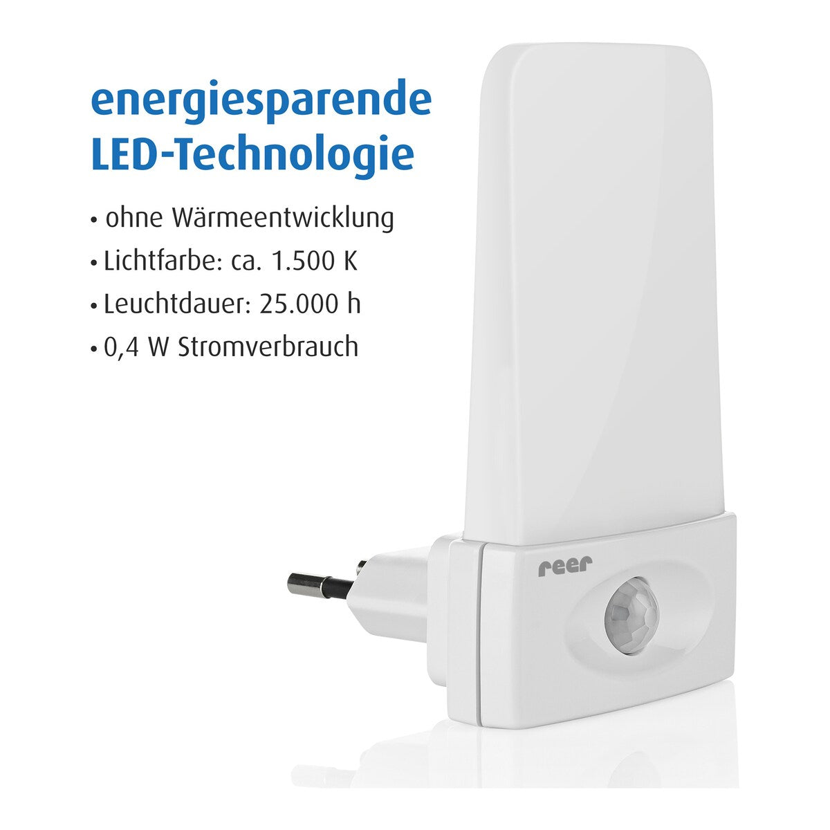 LED-nattlys NightGuide med bevegelsessensor montert i stikkontakt