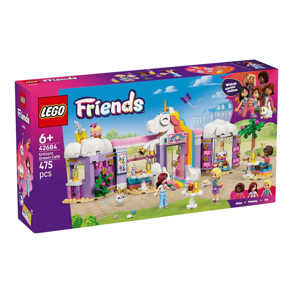 LEGO® Friends enhjørning-drømmekafé 42684 forfra med figurer