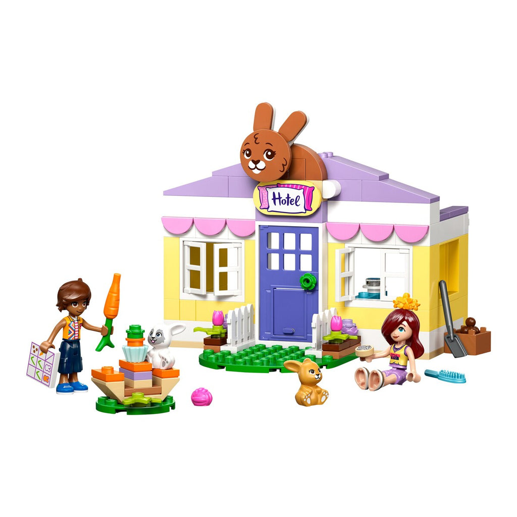 Bakside av LEGO® Friends Heartlake City kaninhotell med detaljert innredning