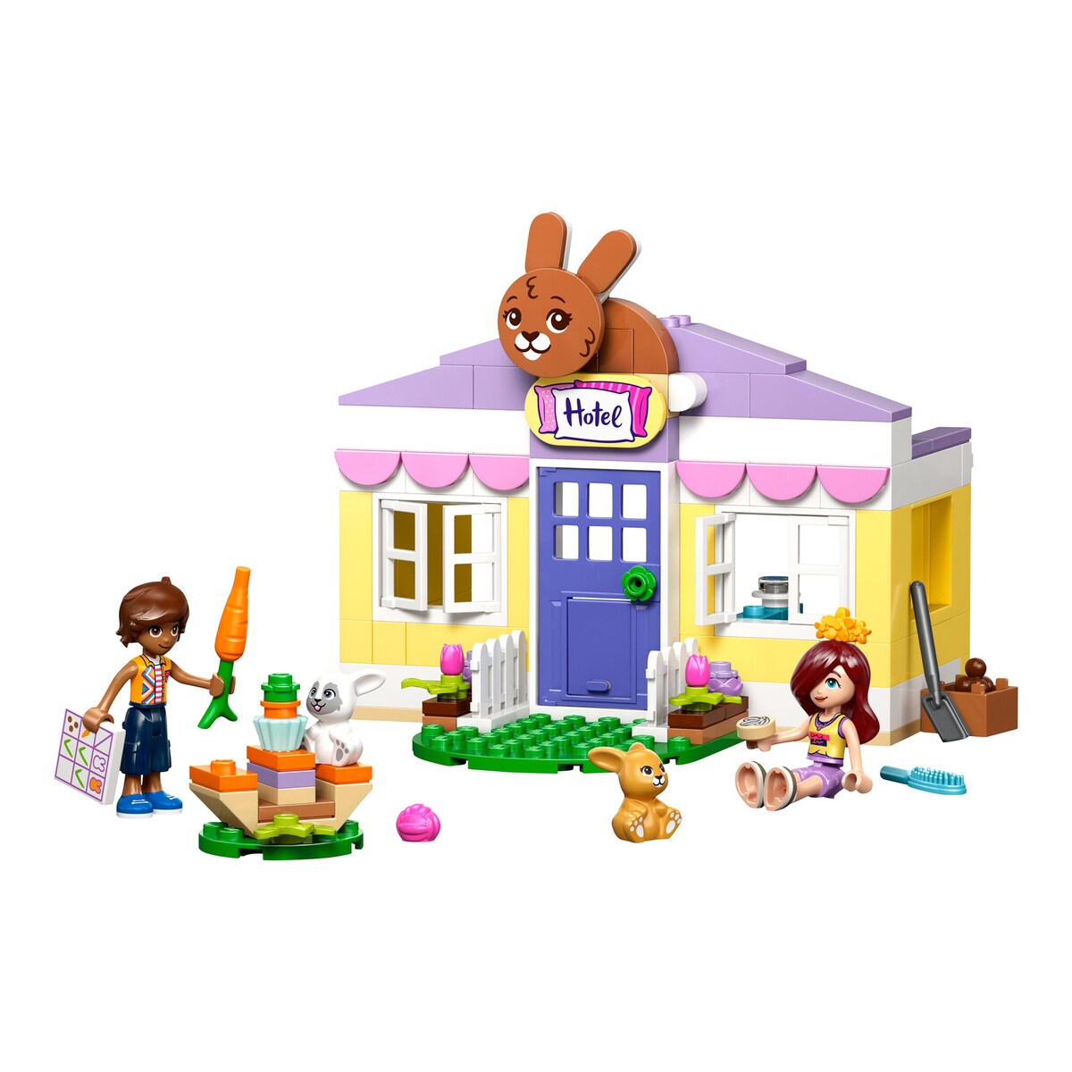 Bakside av LEGO® Friends Heartlake City kaninhotell med detaljert innredning