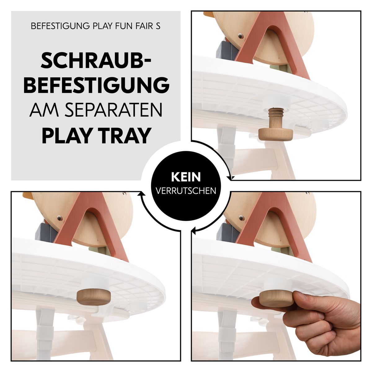 Bruk av Lekebrett Play Fun Fair S i FSC-tre på barnestol ved familiebord
