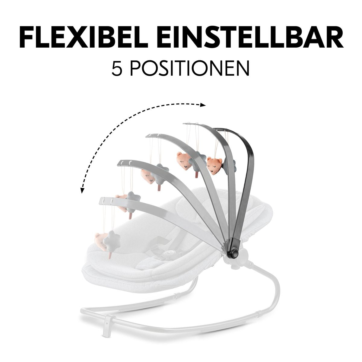 Montert Lekebue med rangle for Highchair Bouncer, Bear - Hauck på stol