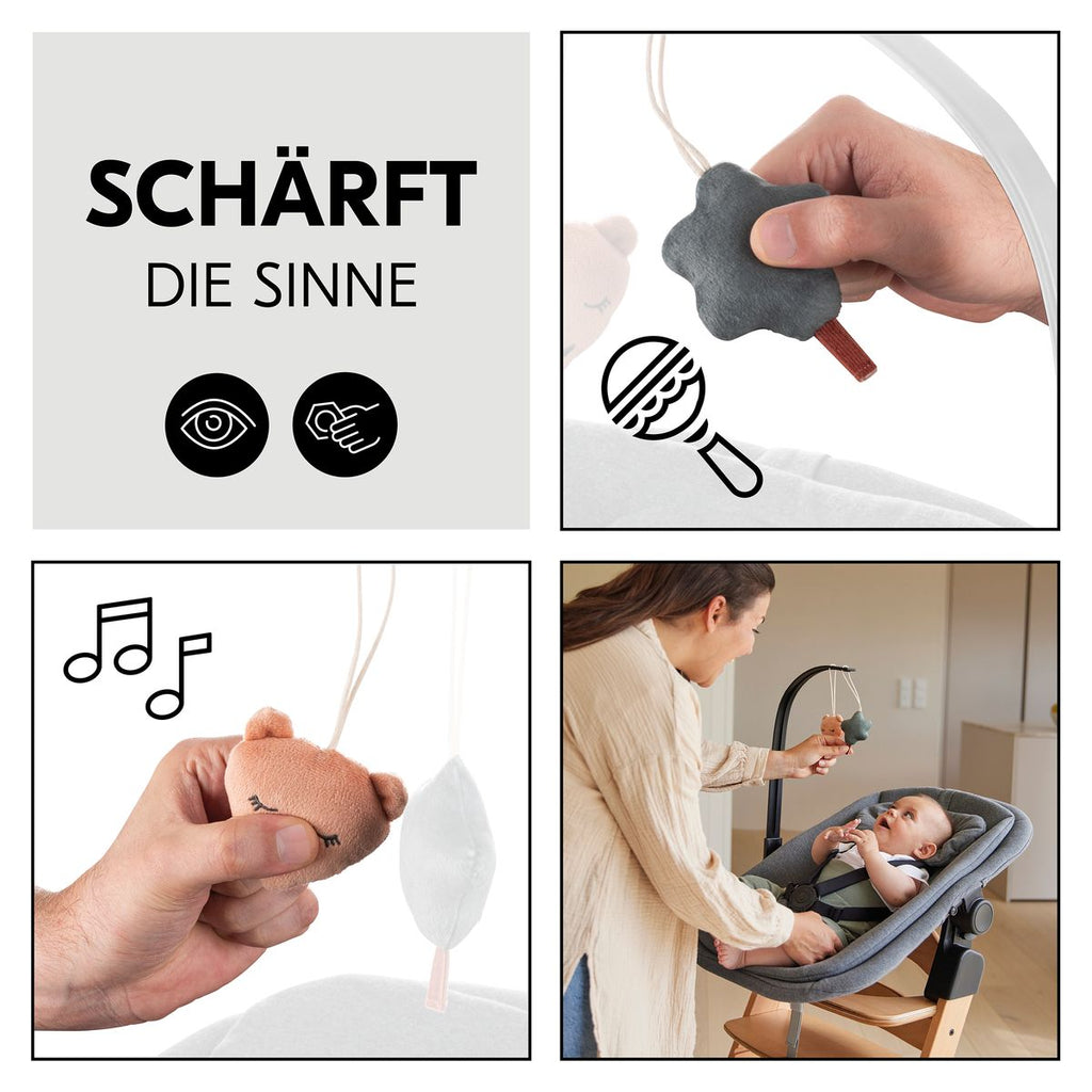 Nærbilde av Lekebue med rangle for Highchair Bouncer, Bear - Hauck med plüsjfigurer