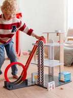 Sidevisning av Lekegarasje i tre FSC® med looping, 3 etasjer
