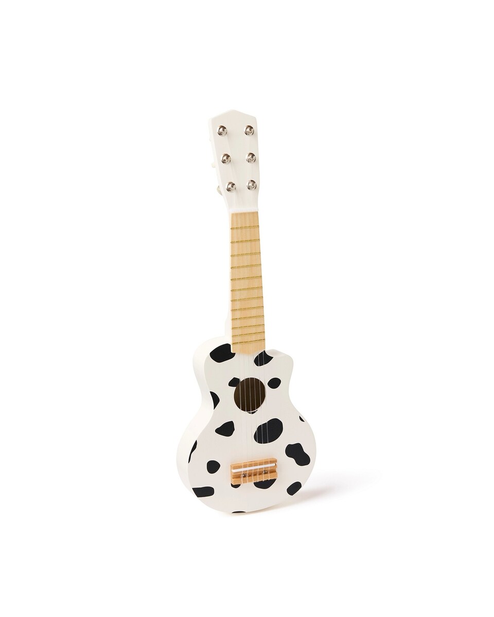Lekegitar i tre svart/hvit 53,5 cm med 6 strenger forfra