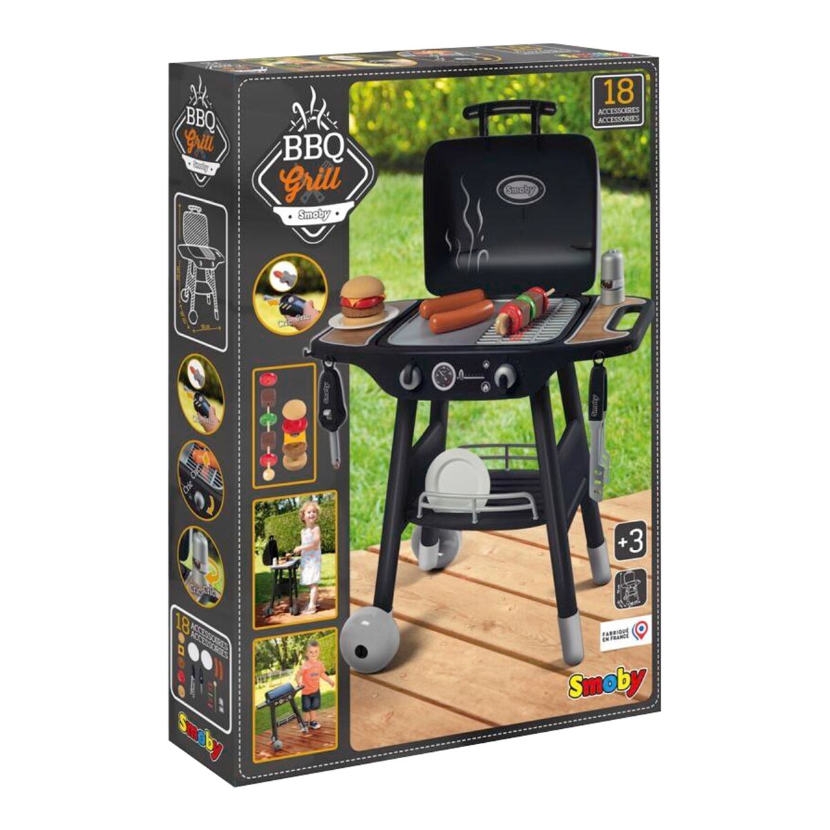 Lekegrill Barbecue med 18 tilbehorsdeler oppbevaringsplass under lokk
